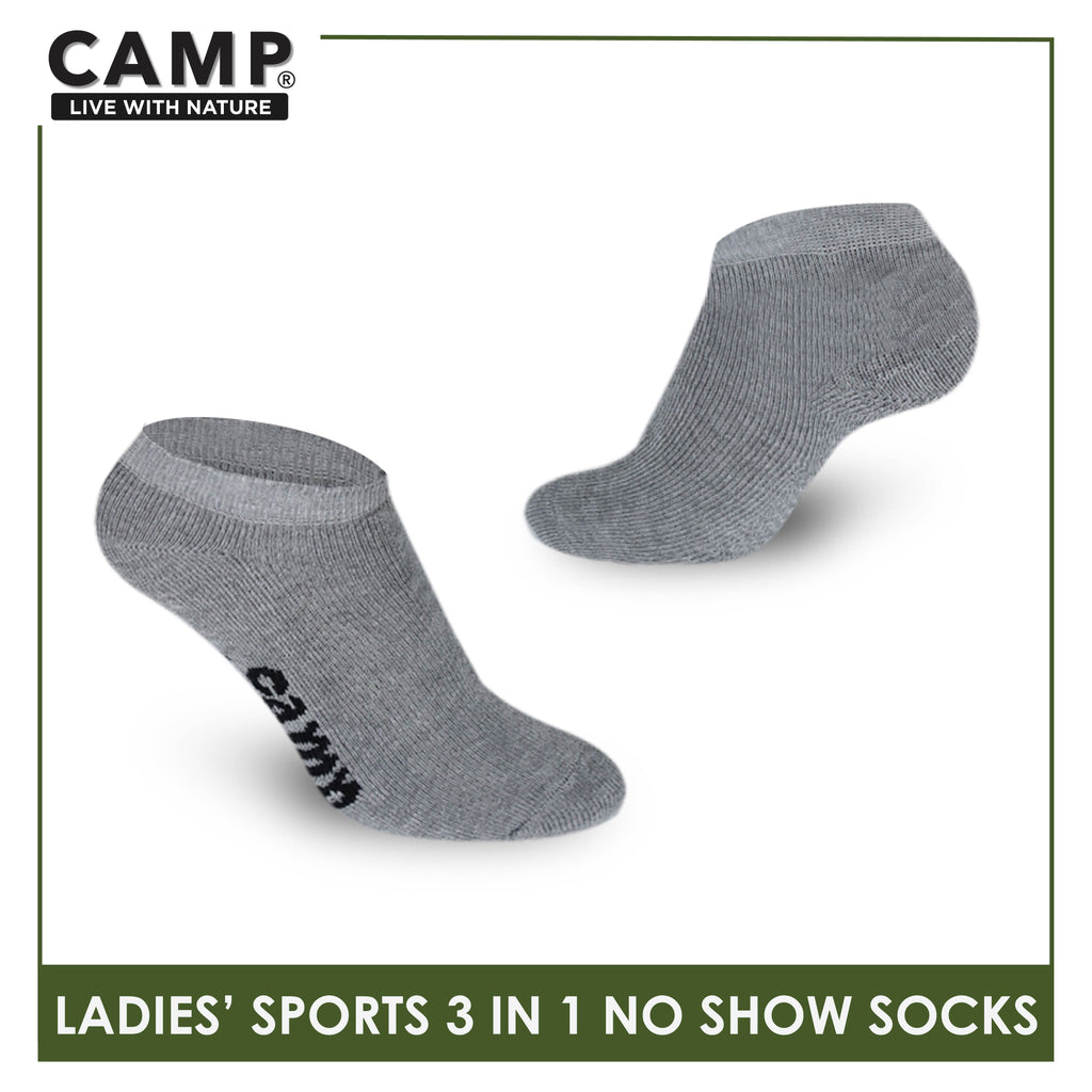 Camp Ladies' Cotton Thick Sports No Show Socks 3 pairs in a pack CLS0