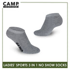Camp Ladies' Cotton Thick Sports No Show Socks 3 pairs in a pack CLS0