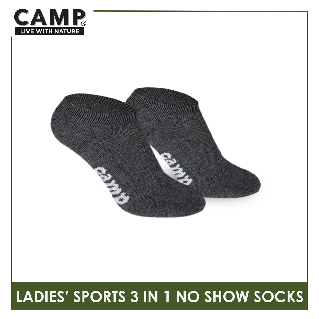 Camp Ladies' Cotton Thick Sports No Show Socks 3 pairs in a pack CLS0