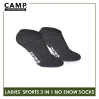 Camp Ladies' Cotton Thick Sports No Show Socks 3 pairs in a pack CLS0