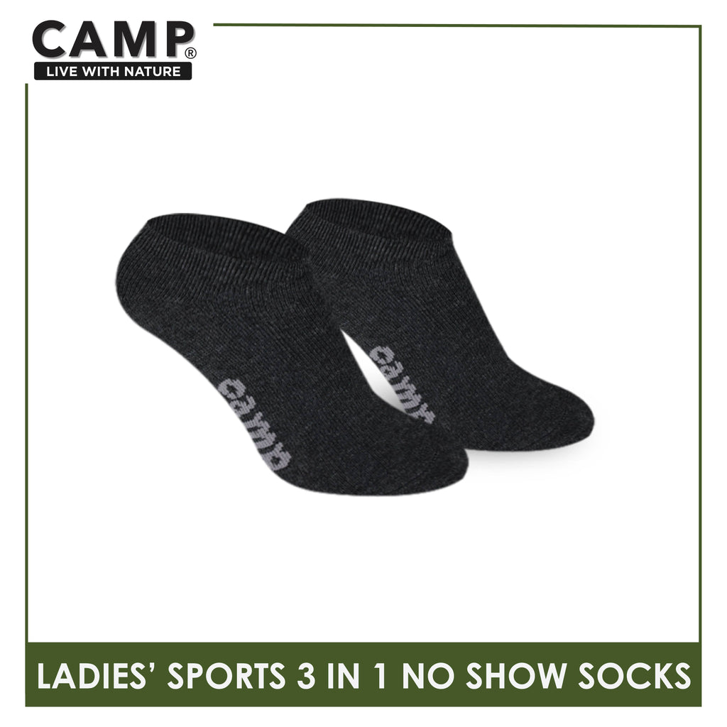 Camp Ladies' Cotton Thick Sports No Show Socks 3 pairs in a pack CLS0