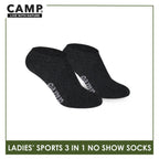 Camp Ladies' Cotton Thick Sports No Show Socks 3 pairs in a pack CLS0