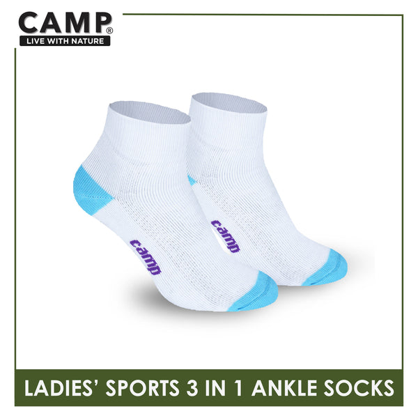 Camp Ladies' Cotton Thick Sports Ankle Socks 3 pairs in a pack CLS4