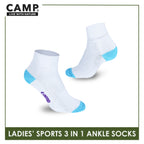 Camp Ladies' Cotton Thick Sports Ankle Socks 3 pairs in a pack CLS4