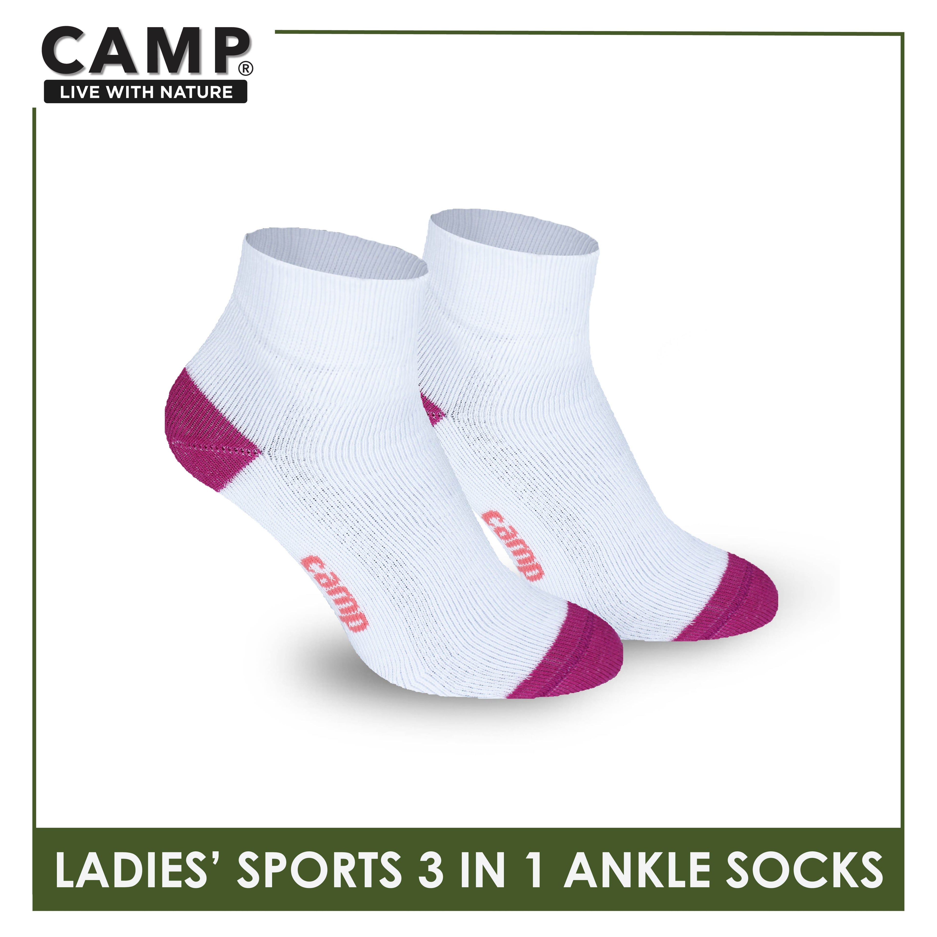 Camp Ladies' Cotton Thick Sports Ankle Socks 3 pairs in a pack CLS4