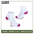 Camp Ladies' Cotton Thick Sports Ankle Socks 3 pairs in a pack CLS4