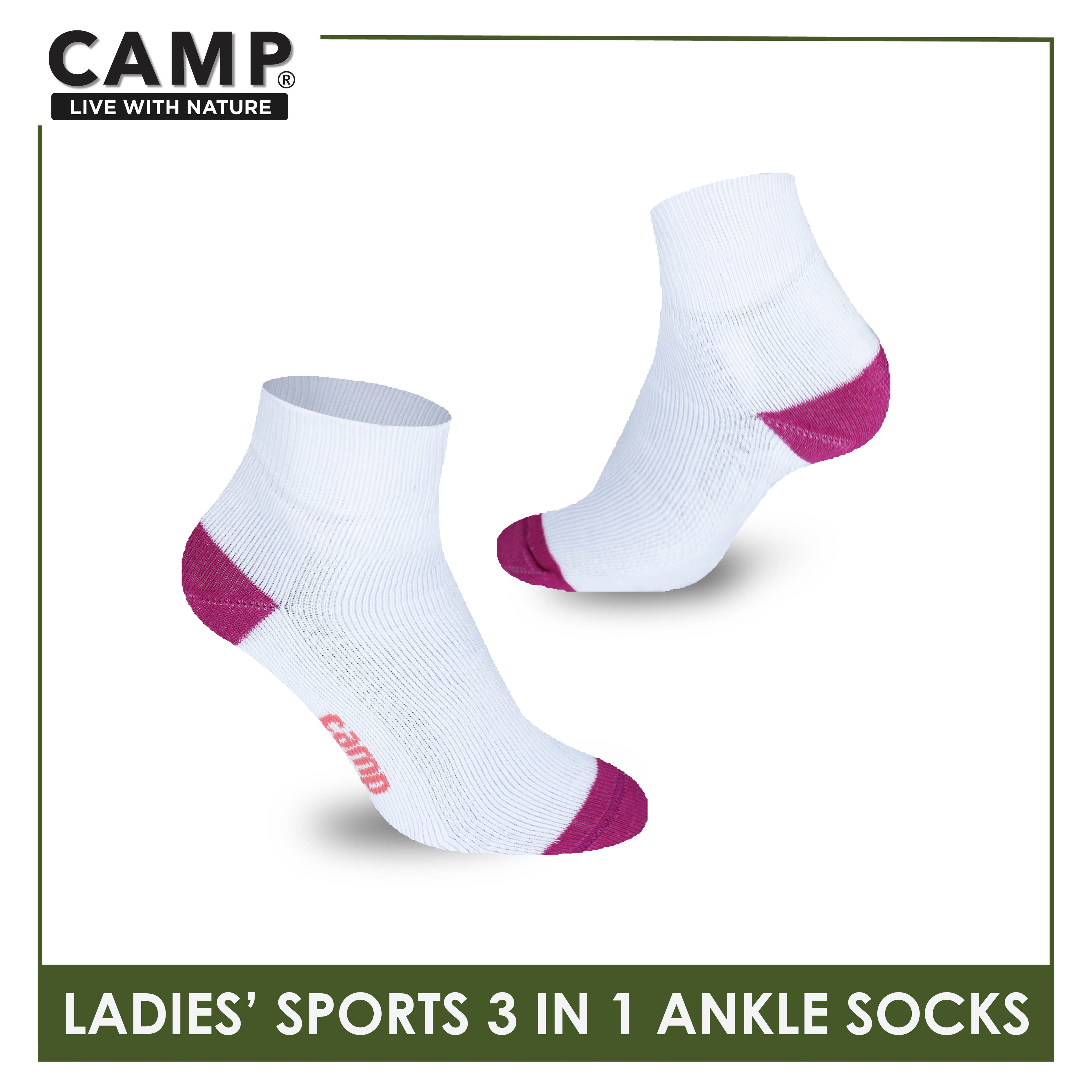 Camp Ladies' Cotton Thick Sports Ankle Socks 3 pairs in a pack CLS4