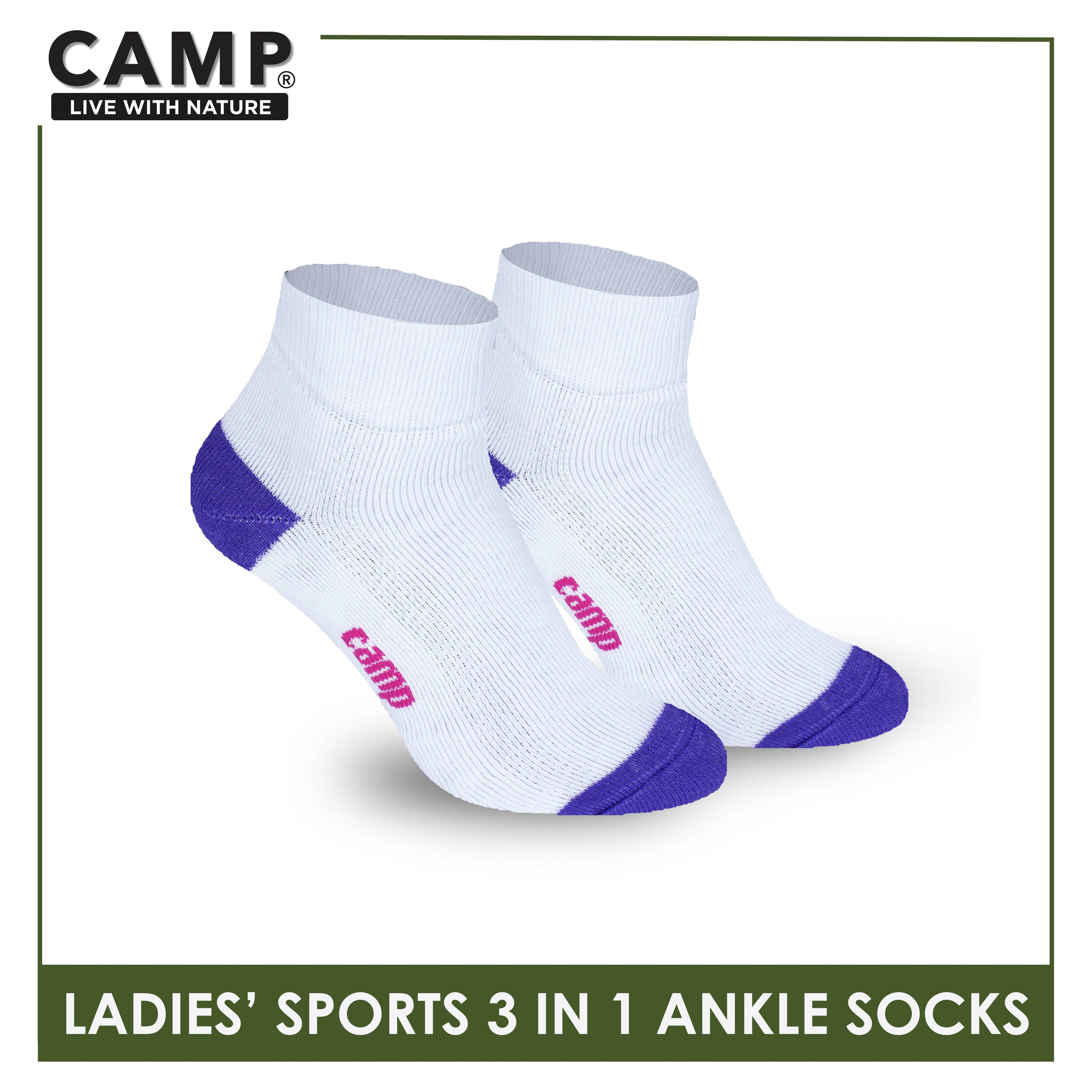Camp Ladies' Cotton Thick Sports Ankle Socks 3 pairs in a pack CLS4