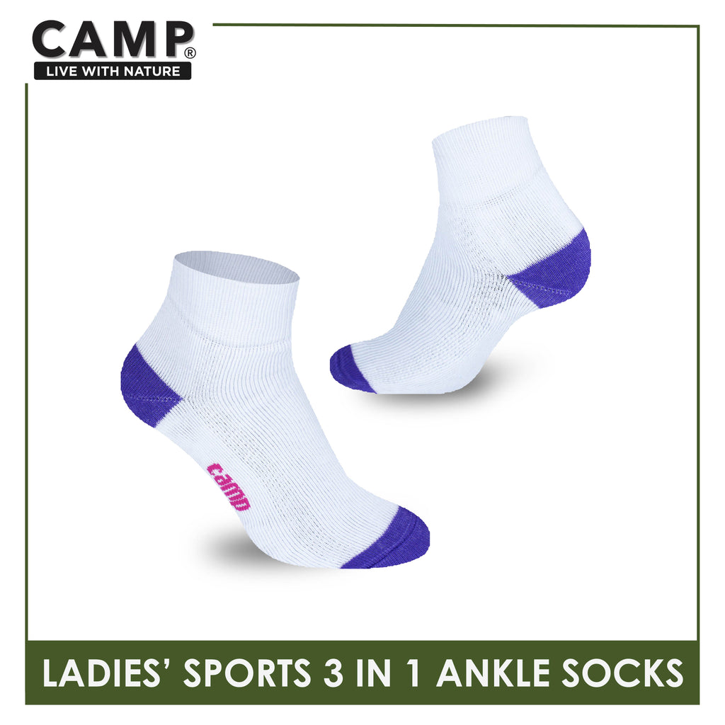 Camp Ladies' Cotton Thick Sports Ankle Socks 3 pairs in a pack CLS4