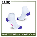 Camp Ladies' Cotton Thick Sports Ankle Socks 3 pairs in a pack CLS4