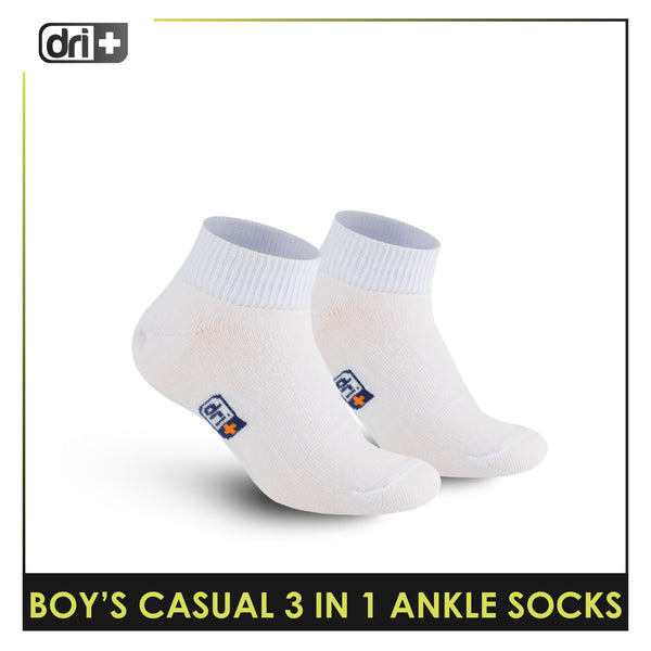 Dri Plus Boys Thin Casual Ankle Socks 3 pairs in a pack DBCKG8