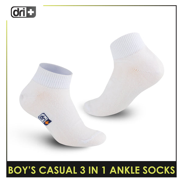 Dri Plus Boys Thin Casual Ankle Socks 3 pairs in a pack DBCKG8