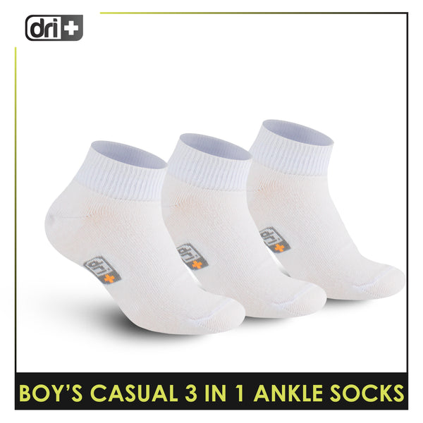 Dri Plus Boys Thin Casual Ankle Socks 3 pairs in a pack DBCKG8