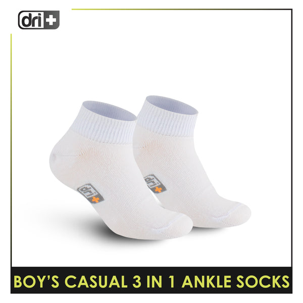 Dri Plus Boys Thin Casual Ankle Socks 3 pairs in a pack DBCKG8