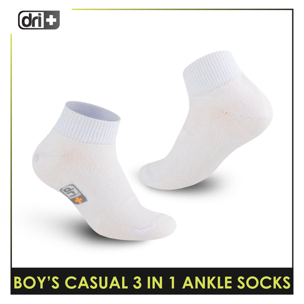 Dri Plus Boys Thin Casual Ankle Socks 3 pairs in a pack DBCKG8