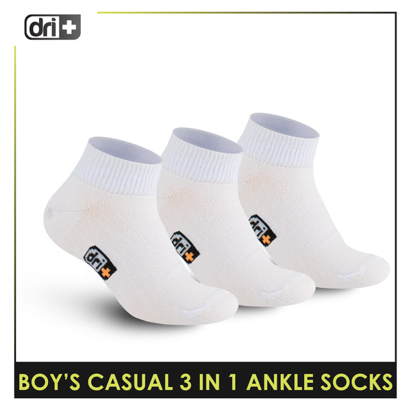 Dri Plus Boys Thin Casual Ankle Socks 3 pairs in a pack DBCKG8