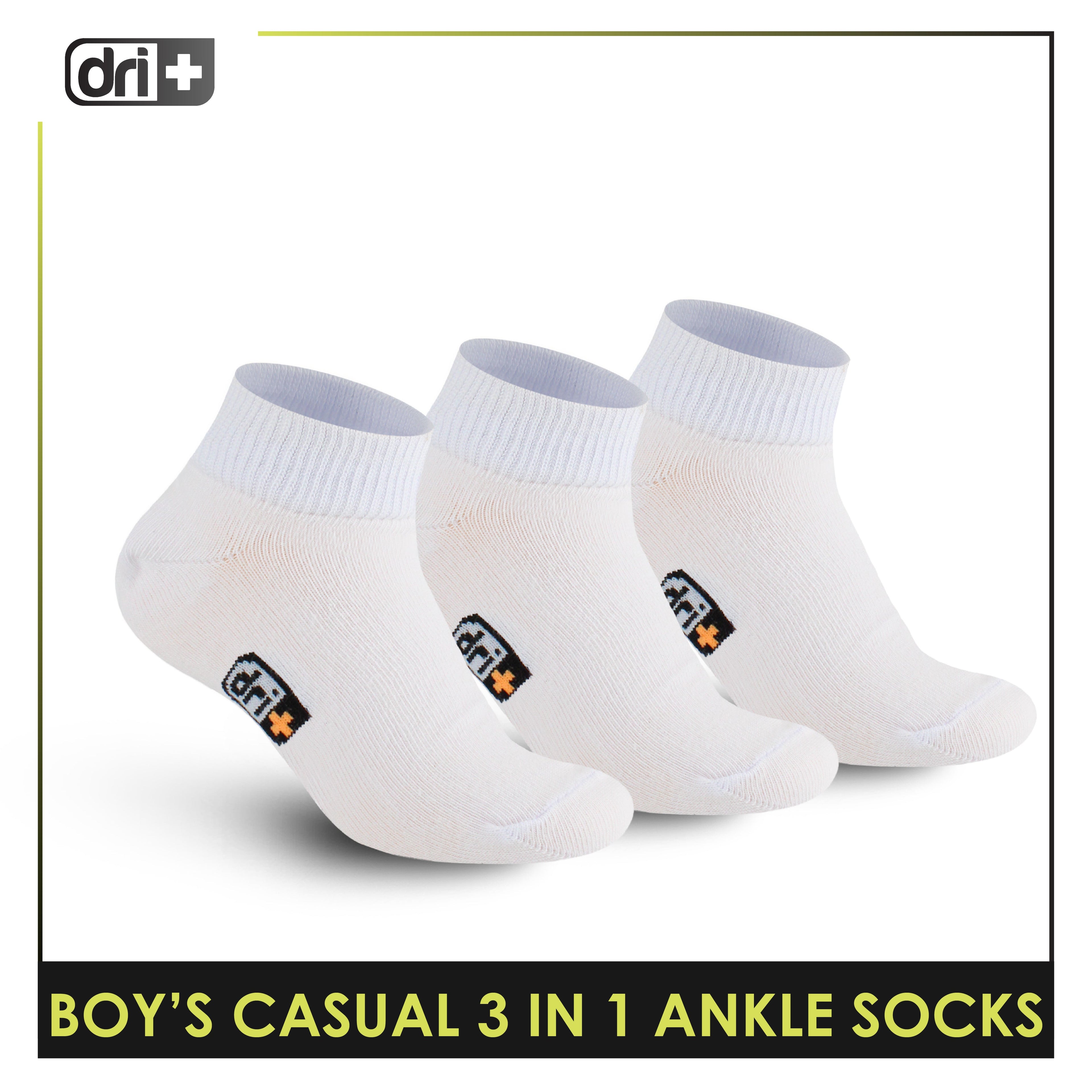 Dri Plus Boys Thin Casual Ankle Socks 3 pairs in a pack DBCKG8