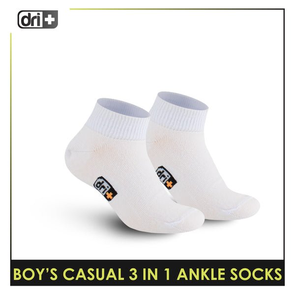 Dri Plus Boys Thin Casual Ankle Socks 3 pairs in a pack DBCKG8