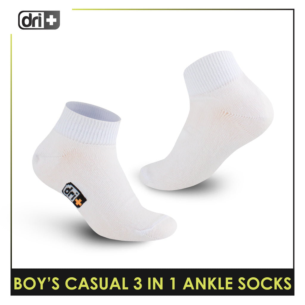 Dri Plus Boys Thin Casual Ankle Socks 3 pairs in a pack DBCKG8