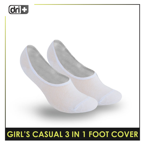 Dri Plus Girls’ Children Cotton Lite Thin Casual Foot Cover 3 pairs in 1 pack DGCFG3