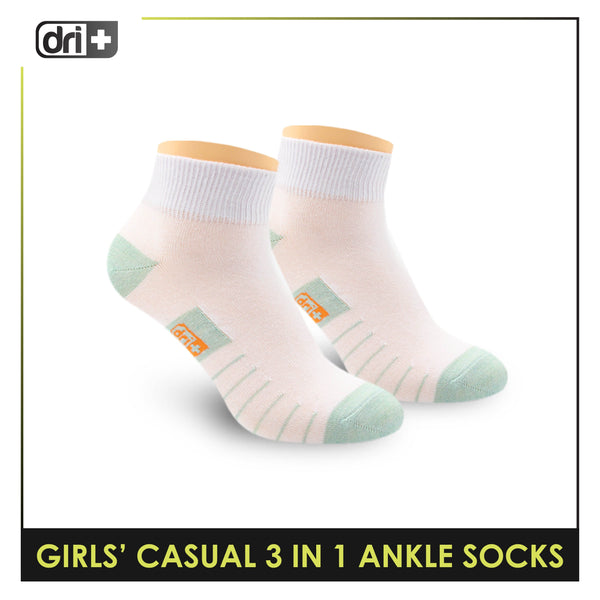 Dri Plus Girls Thin Casual Ankle Socks 3 pairs in a pack DGCKG15