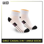 Dri Plus Girls Thin Casual Ankle Socks 3 pairs in a pack DGCKG15