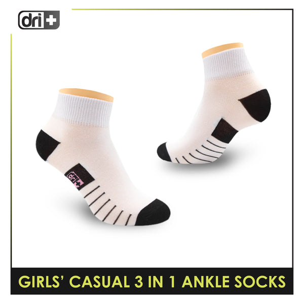 Dri Plus Girls Thin Casual Ankle Socks 3 pairs in a pack DGCKG15