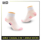 Dri Plus Girls Thin Casual Ankle Socks 3 pairs in a pack DGCKG15