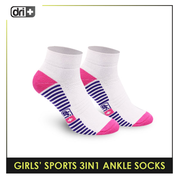 Dri Plus Girls' Children Thick Sports Ankle Socks 3 pairs in a pack DGSG4