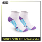 Dri Plus Girls' Children Thick Sports Ankle Socks 3 pairs in a pack DGSG4