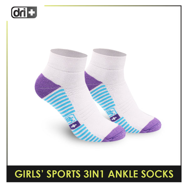 Dri Plus Girls' Children Thick Sports Ankle Socks 3 pairs in a pack DGSG4