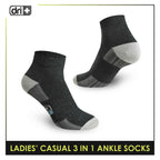 Dri Plus Ladies' Cotton Lite Thin Casual Ankle Socks 3 pairs in a pack DLCKG25