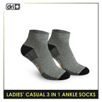 Dri Plus Ladies' Cotton Lite Thin Casual Ankle Socks 3 pairs in a pack DLCKG25