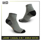 Dri Plus Ladies' Cotton Lite Thin Casual Ankle Socks 3 pairs in a pack DLCKG25