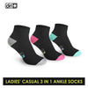Dri Plus DLCKG26 Ladies' Cotton Lite Casual Ankle Socks 3 pairs in a pack