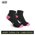 Dri Plus Ladies' Cotton Lite Thin Casual Ankle Socks 3 pairs in a pack DLCKG26