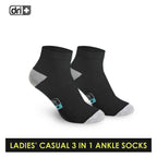 Dri Plus Ladies' Cotton Lite Thin Casual Ankle Socks 3 pairs in a pack DLCKG26