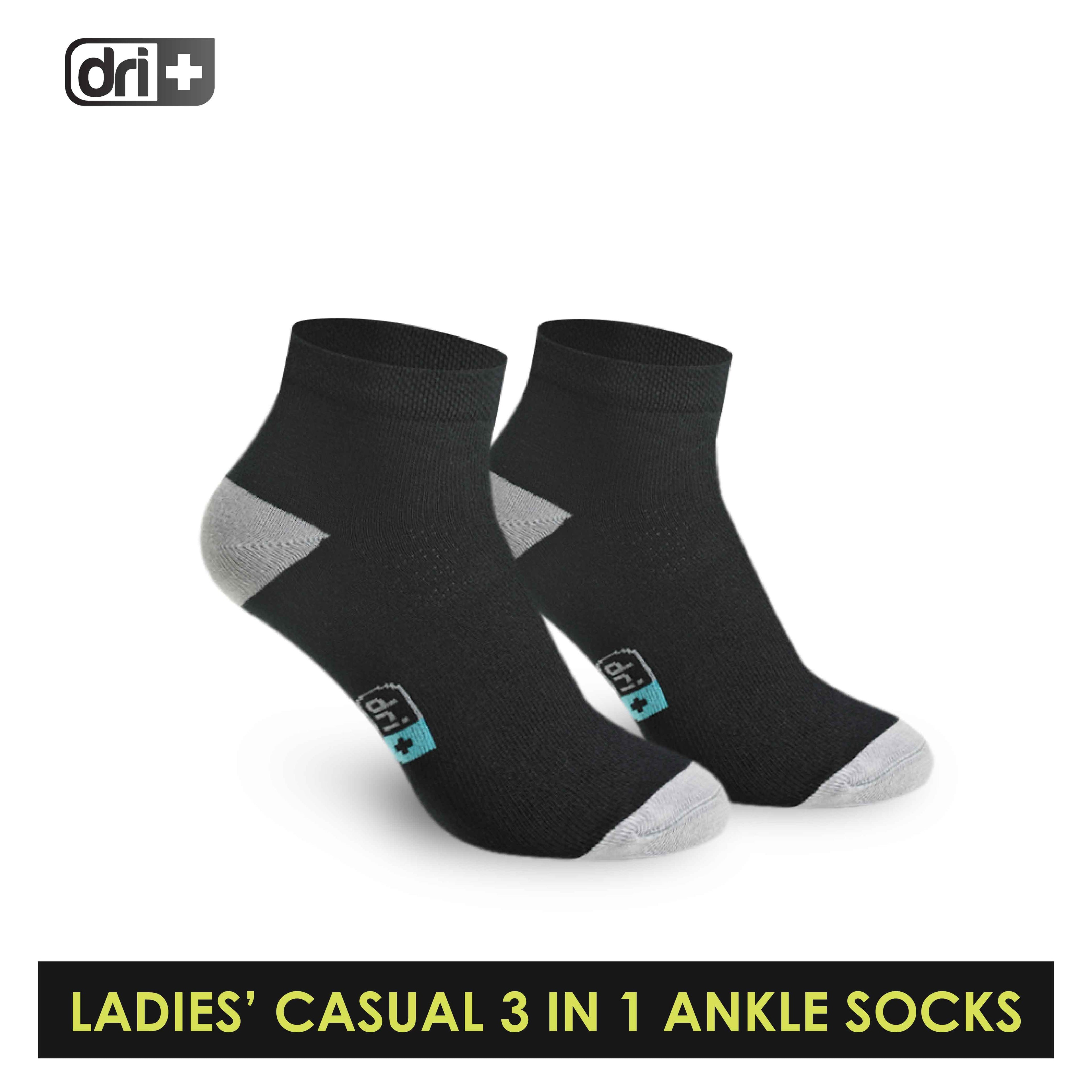 Dri Plus Ladies' Cotton Lite Thin Casual Ankle Socks 3 pairs in a pack DLCKG26
