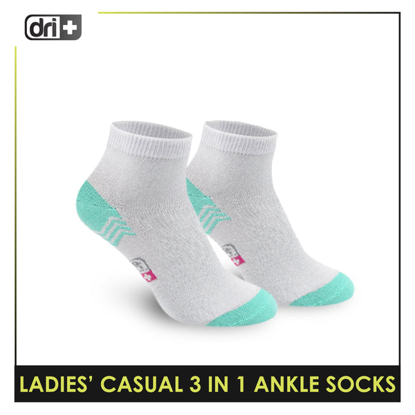 Dri Plus Ladies' Lite Casual Ankle Socks 3 pairs in a pack DLCKG29