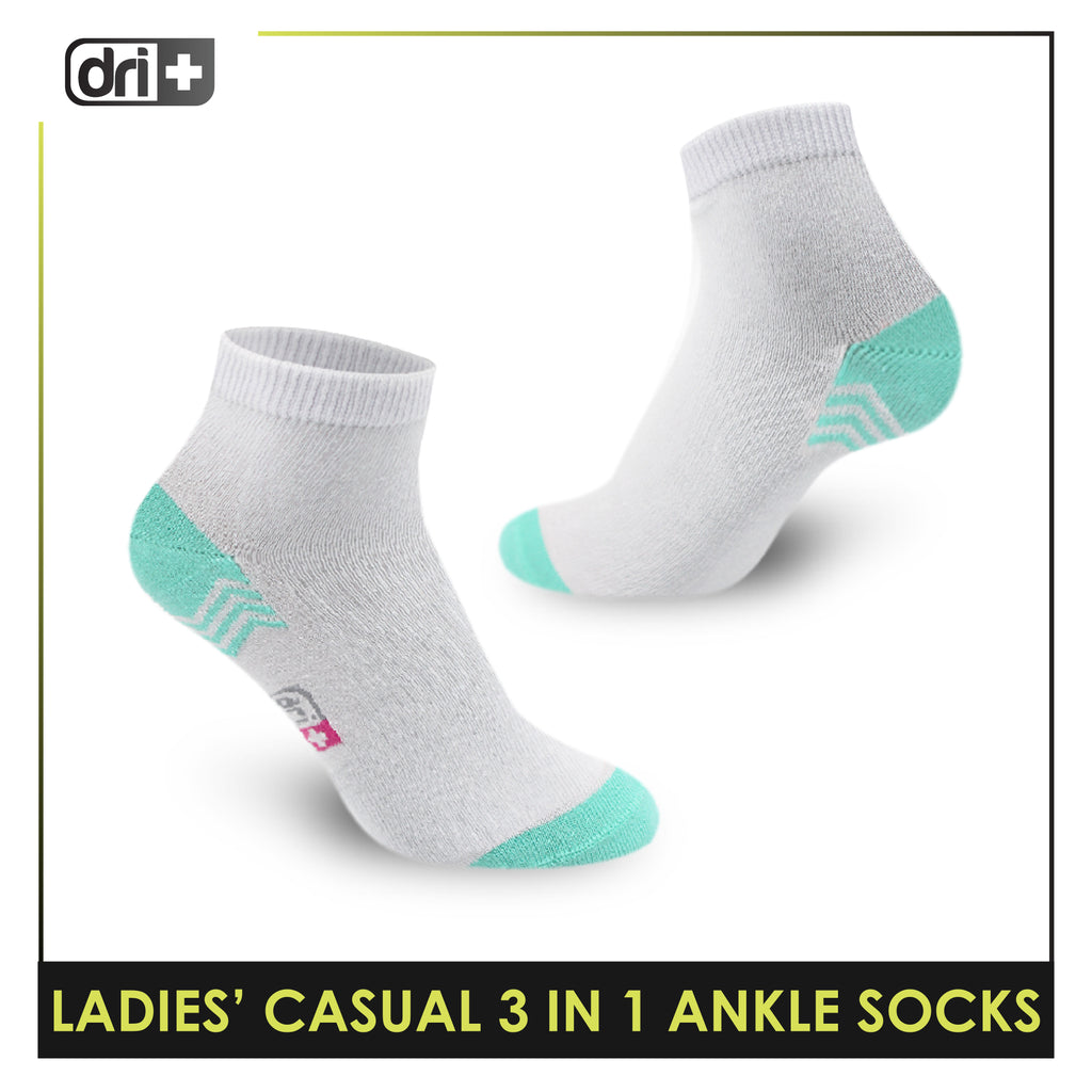 Dri Plus Ladies' Lite Thin Casual Ankle Socks 3 pairs in a pack DLCKG29