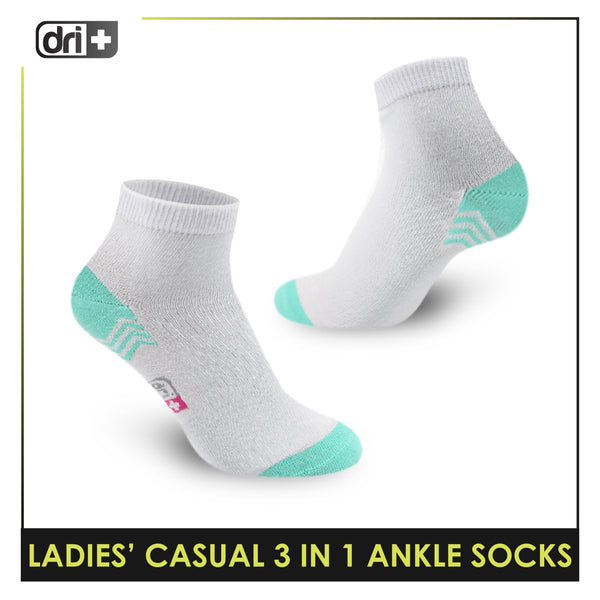 Dri Plus Ladies' Lite Casual Ankle Socks 3 pairs in a pack DLCKG29