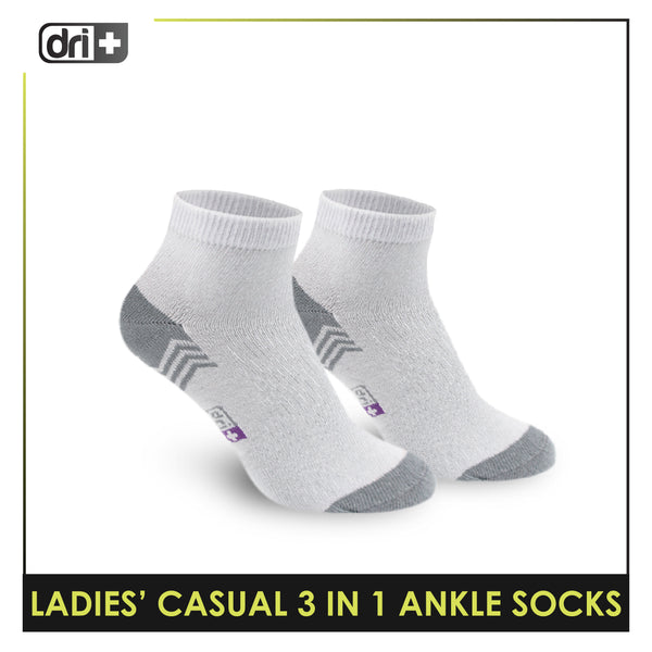 Dri Plus Ladies' Lite Casual Ankle Socks 3 pairs in a pack DLCKG29