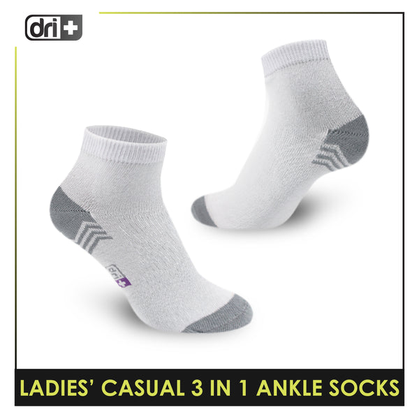 Dri Plus Ladies' Lite Casual Ankle Socks 3 pairs in a pack DLCKG29