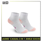 Dri Plus Ladies' Lite Thin Casual Ankle Socks 3 pairs in a pack DLCKG29