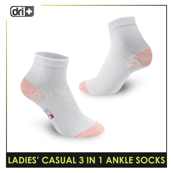 Dri Plus Ladies' Lite Casual Ankle Socks 3 pairs in a pack DLCKG29