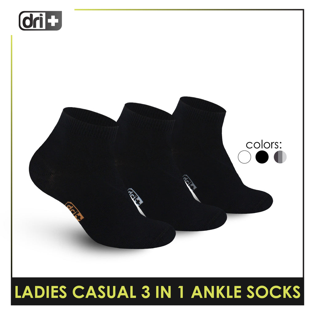 Dri Plus Ladies' Lite Thin Casual Ankle Socks 3 pairs in a pack DLCKG34
