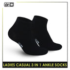 Dri Plus Ladies' Lite Thin Casual Ankle Socks 3 pairs in a pack DLCKG34