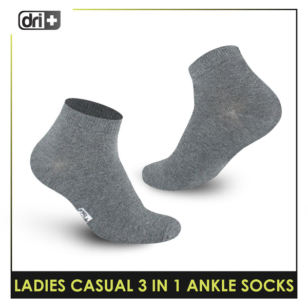 Dri Plus Ladies' Lite Thin Casual Ankle Socks 3 pairs in a pack DLCKG34