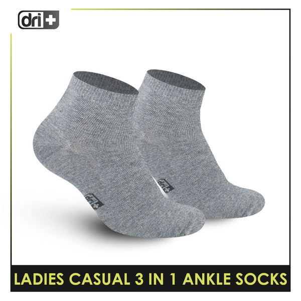 Dri Plus Ladies' Lite Thin Casual Ankle Socks 3 pairs in a pack DLCKG34