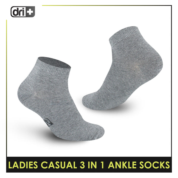 Dri Plus Ladies' Lite Thin Casual Ankle Socks 3 pairs in a pack DLCKG34